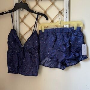 NWT Women's Blue Floral Sleepwear Set size M